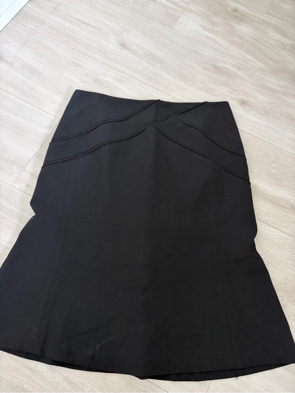 Black Women's A-Line Skirt with Subtle Panel Detailing